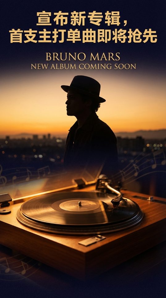 Bruno Mars 宣布新专辑，首支主打单曲即将抢先上线