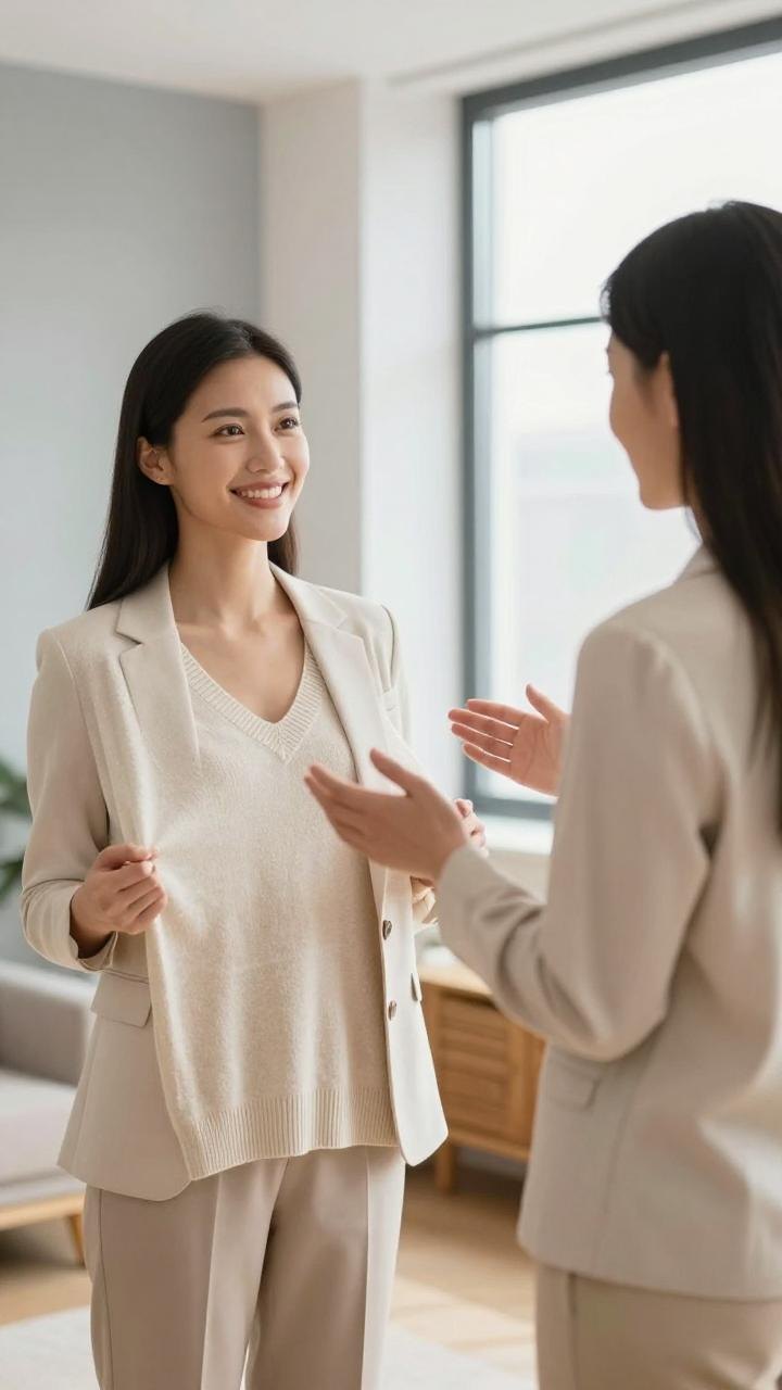 V领修饰脸型：穿出你的轮廓美学第三张图